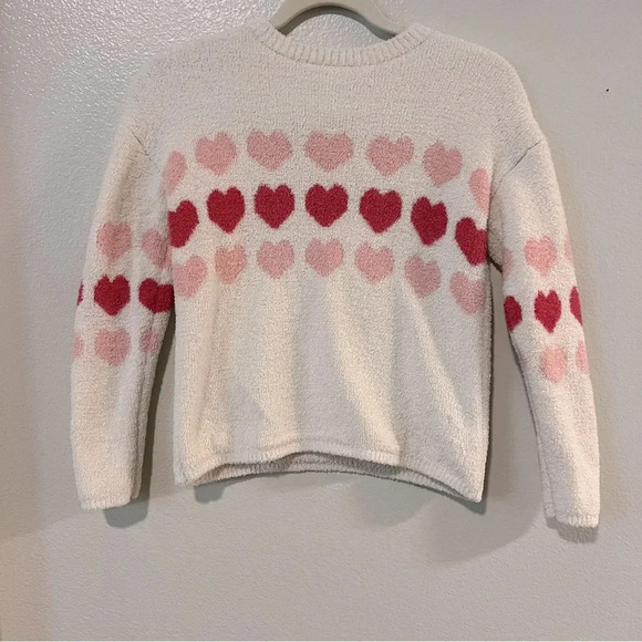 Cupcakes & cashmere girls chenille cream sweater red pink hearts 10/12 soft cozy - Picture 2 of 9